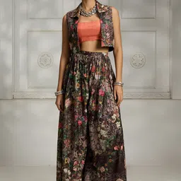 Rivaar By Rocky Star Floral Printed Crop Top With Maxi Skirt & Shrug Co-Ords-image-29