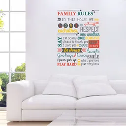 Aura Yellow & Red Happy Family Rules Printed Self Adhesive Wall Sticker-image-88