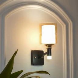 Kapoor E Illuminations Retro Black & Brass Glass Single Light Wall Lamp-image-47