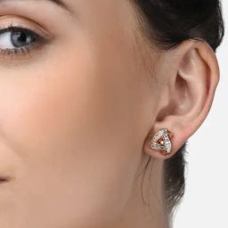 Zaveri Pearls Rose Gold Cubic Zirconia Contemporary Stud Earrings - ZPFK10700-4