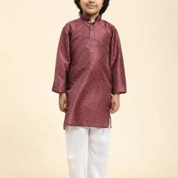 Pro-Ethic Style Developer Kids Maroon & White Printed Full Sleeves Kurta with Pyjamas-picture-35