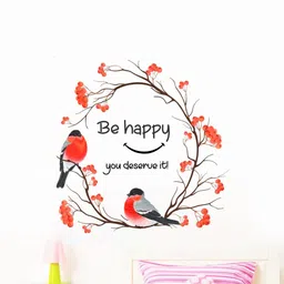 rawpockets Black & Orange Be Happy Printed Wall Sticker-image-29