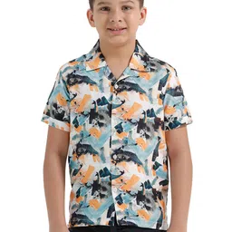 CHILINS Boys Comfort Relaxed Fit Abstract Printed Cuban Collar Casual Shirt-picture-49