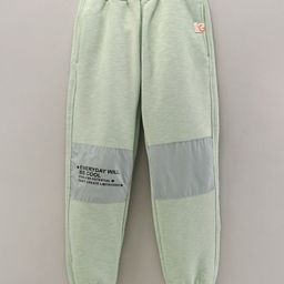 Little Kangaroos Full Length Text Printed Fleece and Woollen Pant - Tea Green-image-93