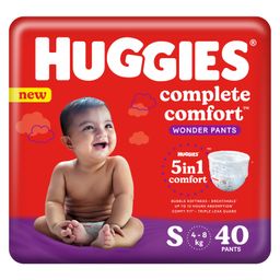 Huggies Complete Comfort Wonder Pants Small (S) Size (4-8 Kgs) Baby Diaper Pants, 40 count, with 5 in 1 Comfort-image-51