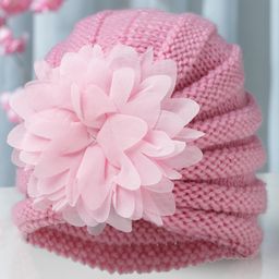 Babymoon Knitted Flower Design Cap -Pink-image-60