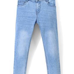 Pine Kids Ankle Length Five Pocket Cotton Elastane Washed Denim Jeans - Light Blue-image-85