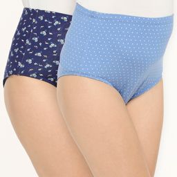 Bella Mama Cotton Elastane High Coverage Panty Set Pack of 2 Dot & Floral Print (Colour May Vary)-image-61