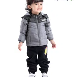 Babyoye Quilted Metallic Full Sleeves Hooded Jacket - Grey-picture-46