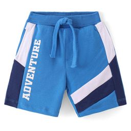 Babyhug Cotton Looper Knit Shorts Text Print - Blue-image-67