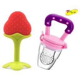 Joy Buzz Baby Silicone Fruit Teether & Fruit Feeder Combo - Red & Purple-20