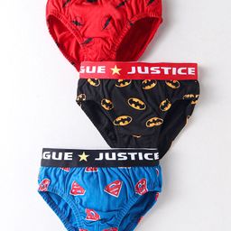 Bodycare Cotton Knit Briefs With Justice League Graphics Pack of 3 - Red Black & Blue-image-48