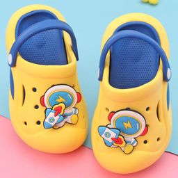 Oh! Pair Slip On Back Strap Closure Clogs with Rocket Applique  - Yellow-image-48