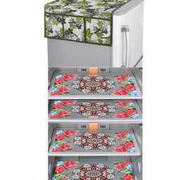 Dakshya Industries Fridge Top Cover and Fridge Mat Combo Set of 5-36