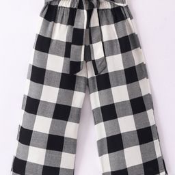 CrayonFlakes Checked Palazzo With Attached Belt  - Black-image-44