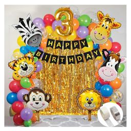 Bubble Trouble 3rd Jungle Theme Birthday Decoration 80 Pcs 3 Year Birthday Decoration Items Boy Girl | Rainbow Theme Birthday Decoration Jungle Safari Theme Decoration Animal Birthday Decoration Kit-picture-31