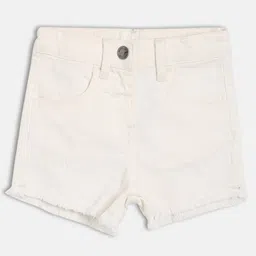 MINI KLUB Cotton Woven Solid Frayed Shorts - White-picture-46