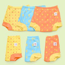 SuperBottoms Padded Underwear for 9-12M Babies | Potty Training Pants for Mess-Free Diaper-Free Time | Dazzle-Up | Pack of 6-23