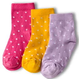 Cute Walk by Babyhug Knit Anti Bacterial Ankle Length Socks With Polka Dot Design Pack of 3 - Multicolor-picture-40