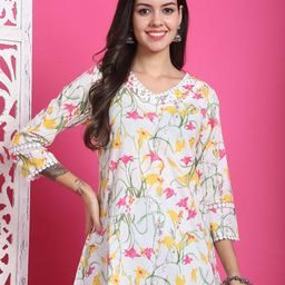Rajnandini Floral Jaipuri Printed Pure Cotton Straight Kurti-21
