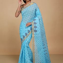 BENGAL HANDLOOM Zari Pure Cotton Taant Saree-image-86