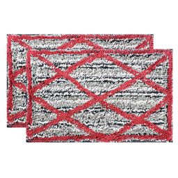 Kuber Industries Red & White 2 Pieces Microfibre Super Soft Bathroom Door Mats-77