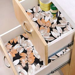Kuber Industries Grey 3 Pieces Printed Shelf Liner-24