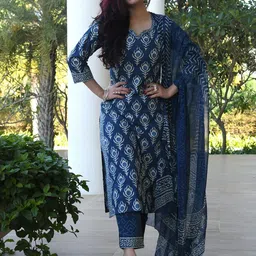 Moda Rapido Women Ethnic Motifs Printed Regular Kurta with Trousers & With Dupatta image 4