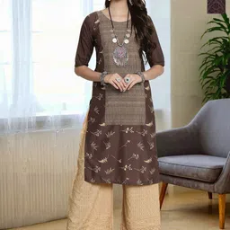HERE&NOW Selection Of 2 Geometric Printed Round Neck Straight Kurta-image-50