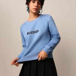 Only Blue Graphic Print Sweatshirt-12