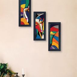 nest ART Multicoloured Set of 3 Abstract Synthetic Wood Wall Art-19
