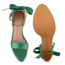 Try Me Colourblocked Suede Party Block Gladiators with Tassels image 5