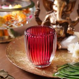 Pure Home and Living Red Glass Ribbed Large Tealight Holders - Set of 2-picture-23