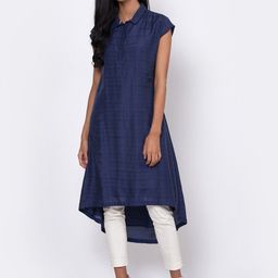 ROOTED Women Navy Blue Shirt Collar Tunic-picture-33