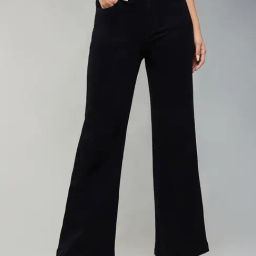 DOLCE CRUDO Black Flared Fit High Rise Stretchable Jeans-image-64