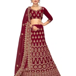 Maroosh Embroidered Thread Work Unstitched Lehenga & Blouse With Dupatta-image-76