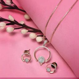 Saraf RS Jewellery Rose gold Plated Circular Pendant Necklace Set-image-14
