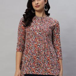 KBZ Floral Print Mandarin Collar Cotton Top-picture-49