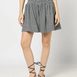 GAP Black Relaxed Fit Checked Skirt-image-35