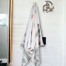 Texstylers Red & White 1 Printed Cotton 300 GSM Bath Towel-33