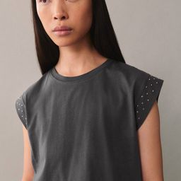 MANGO Women Studded Pure Cotton T-shirt-image-52