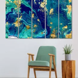 999Store Blue Abstract Art 5 Frame MDF Paintings-24