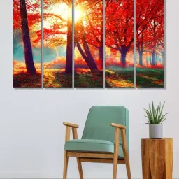 999Store Red Leaves Tree Forest Art 5 Frame MDF Paintings-44