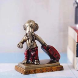 eCraftIndia Brass Ganesha Carrying Happiness around the world Antique Showpiece-image-27
