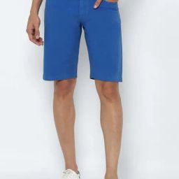 Allen Solly Blue Cotton Slim Fit Shorts-picture-28