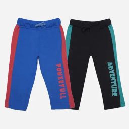 Dollar Boys Blue & Black Graphic Print Capri (Pack Of 2)-image-83
