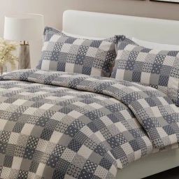 Boutique Living India Grey Cotton Geometric King Bedsheet With 2 Pillow Covers-image-50