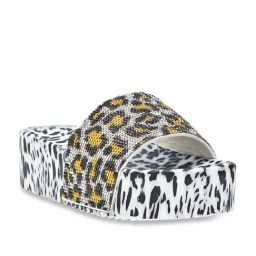 Jove Women's White & Black Wedge Slides-image-69