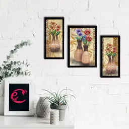 eCraftIndia Set of 3 Botanical and Floral Satin Matt Textured UV Art Painting-picture-11
