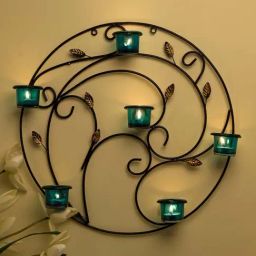 Homesake 'Halloween' Black & Turquoise Metal 5-in-1 Wall Candle Holder With Tea Light Candle-image-79